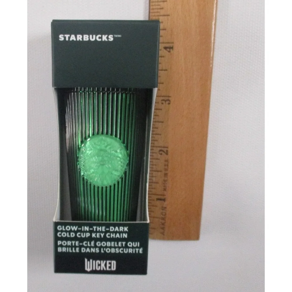 NEW Starbucks Wicked Ephelba Green Cold Cup Ornament Keychain Glow In The Dark‎
